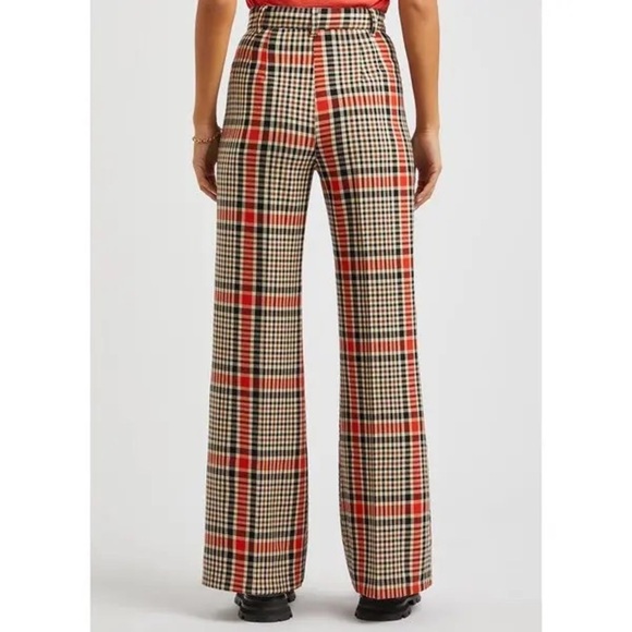 FREE PEOPLE Jules Plaid High Rise Flared Plant Trousers | Size 0 - Picture 3 of 9